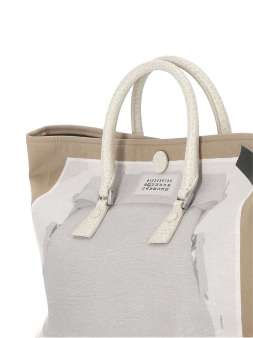 Borsa in twill beige/bianco/nero stampa trompe l'oeil Maison Margiela | SB1WC0008P6436HA192